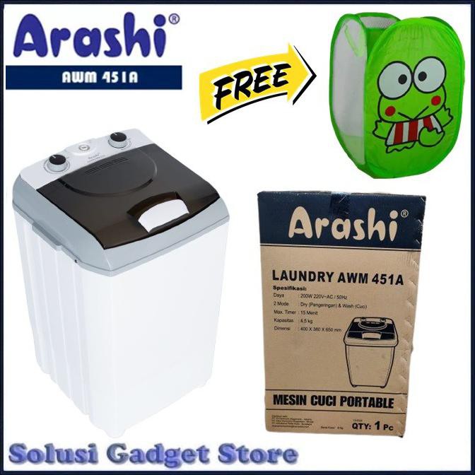 Mesin Cuci Portable ARASHI AWM 451A 1 tabung