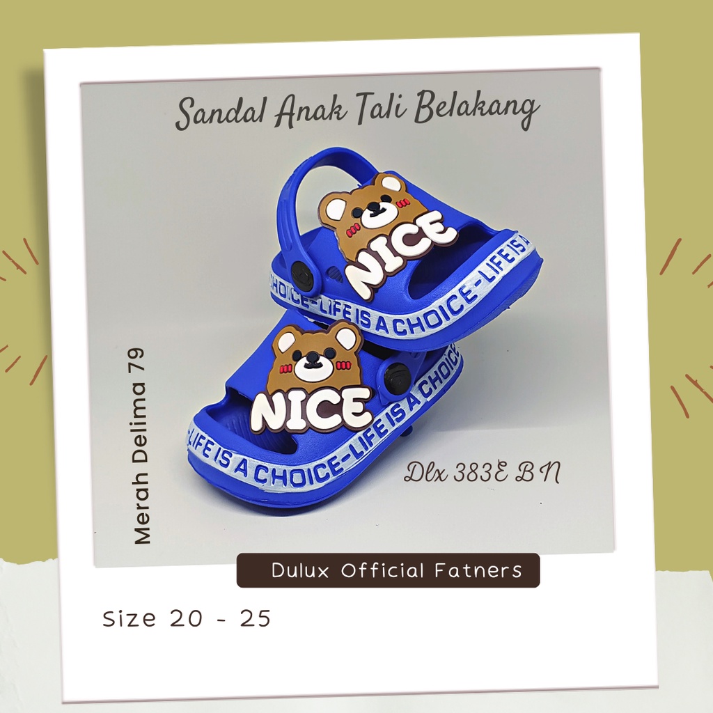 MD 79 - Sandal Baim Anak Tali Belakang Motif Beruang NICE / Sandal Anak Laki Perempuan Terbaru