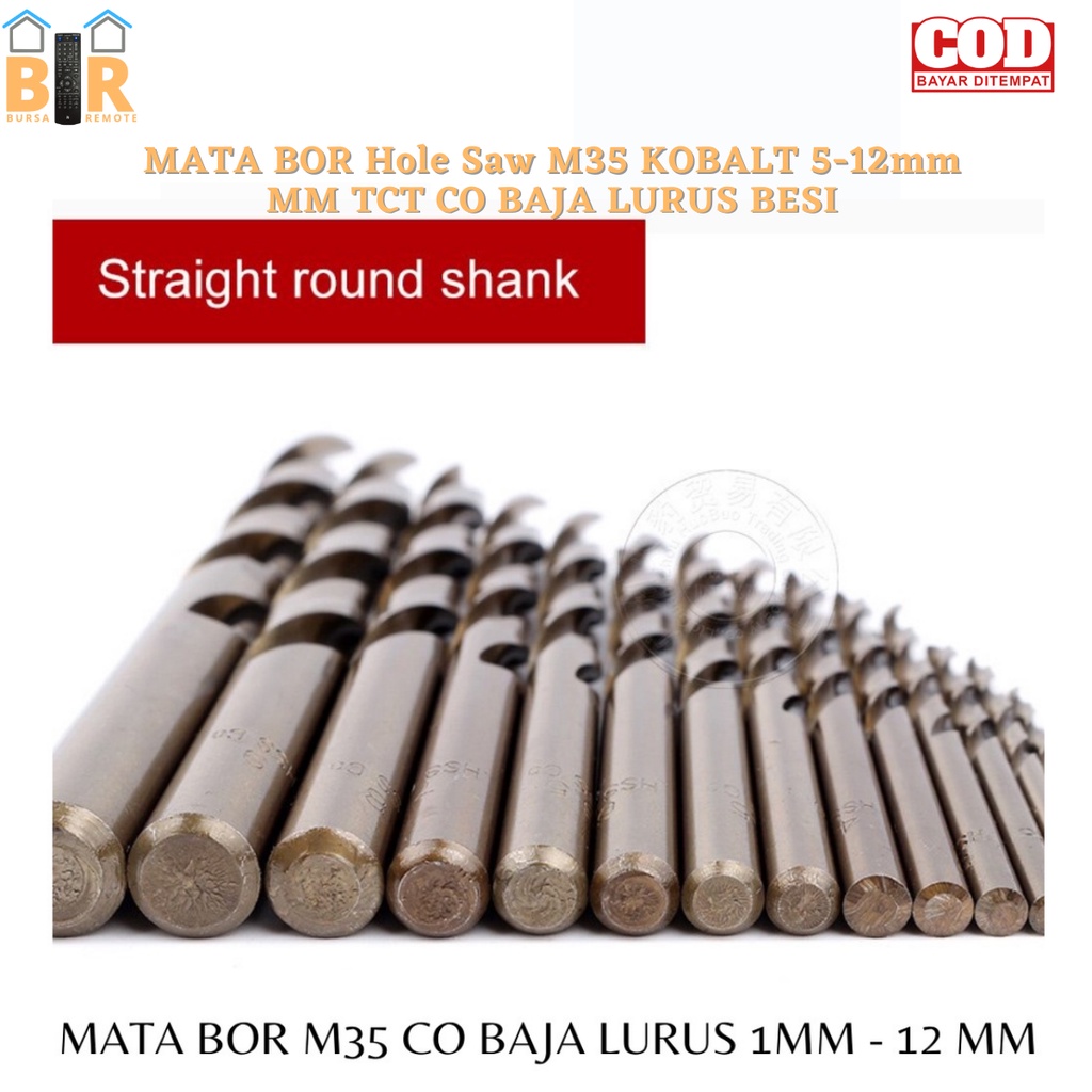 Mata bor Hole Saw M35 KOBALT 5mm - 12mm TCT CO baja LURUS BESI