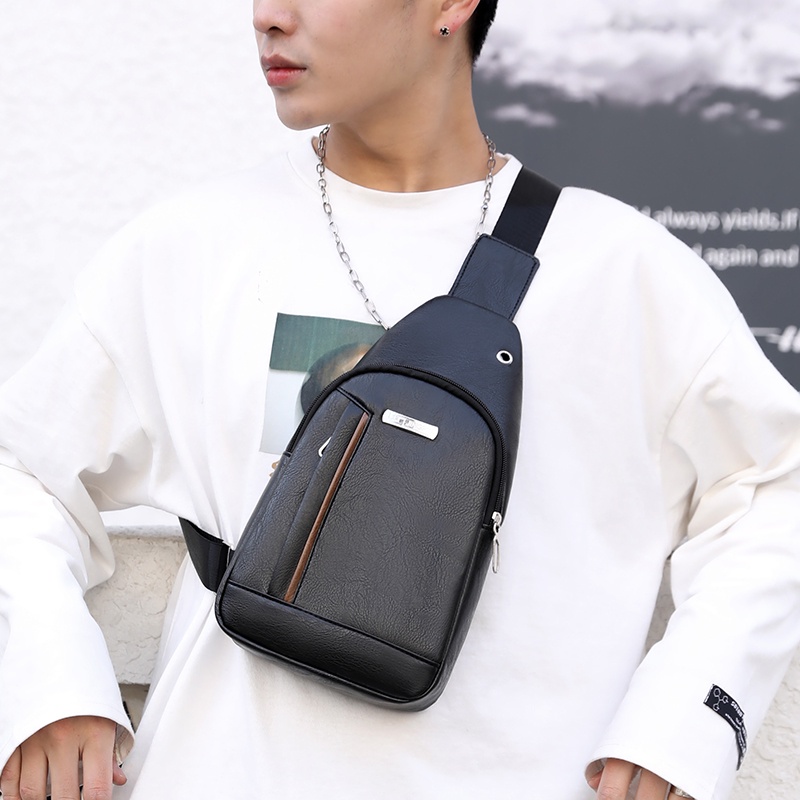 AND T198 TAS SELEMPANG PRIA TAS PUNGGUNG COWOK BAHAN POLYESTER FASHION SLING BAG MEN STYLE