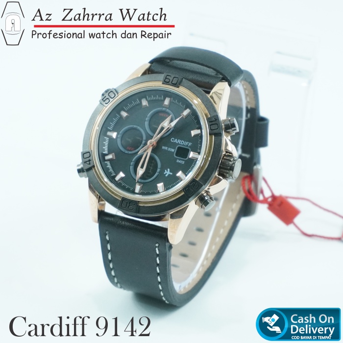 Jam Tangan Pria Cowok Casual Sport Cardiff 9142 Original Kulit