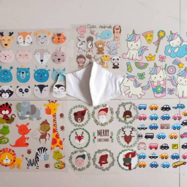Iron patch stiker sablon kaos baju masker mobil unicorn dinosaurus kartun baju setrika Karun