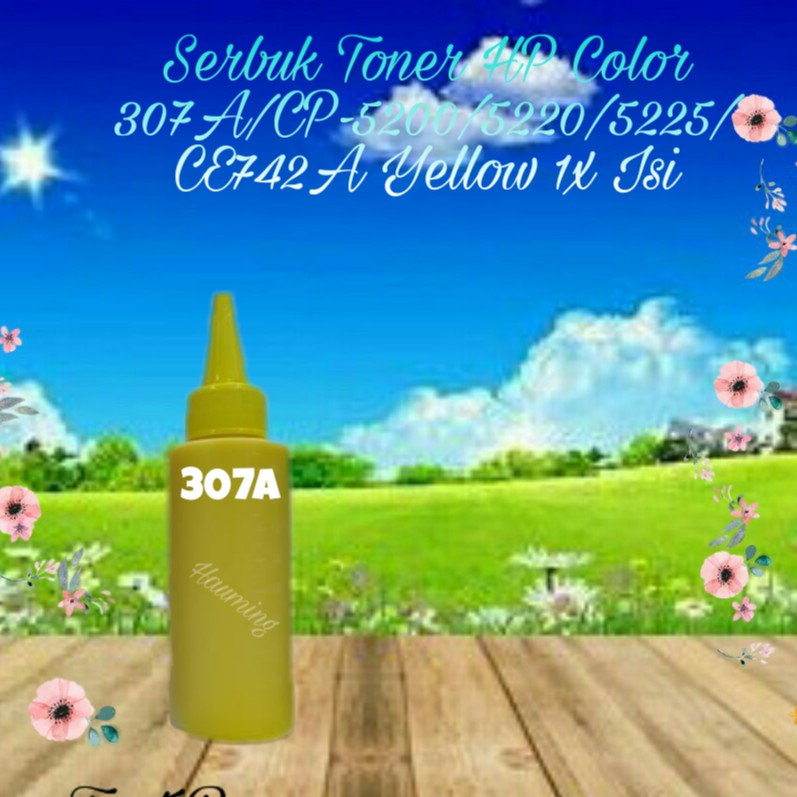 Serbuk Toner HP 307A CP5200 CP5220 CP5225 CP5225DN CP5225N CP-5200 5220 5225 CE742A Yellow 1x Isi