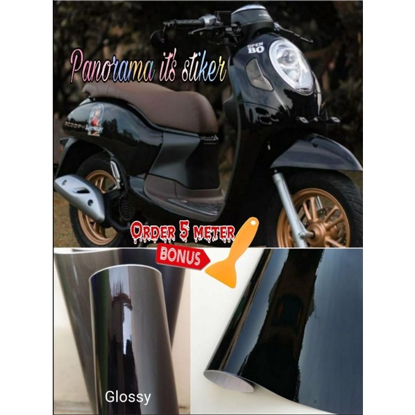 STICKER SKOTLET MOTOR HITAM GLOSSY/SKOTLET MOTOR HITAM MENGKILAP /STICKER HITAM KILAP