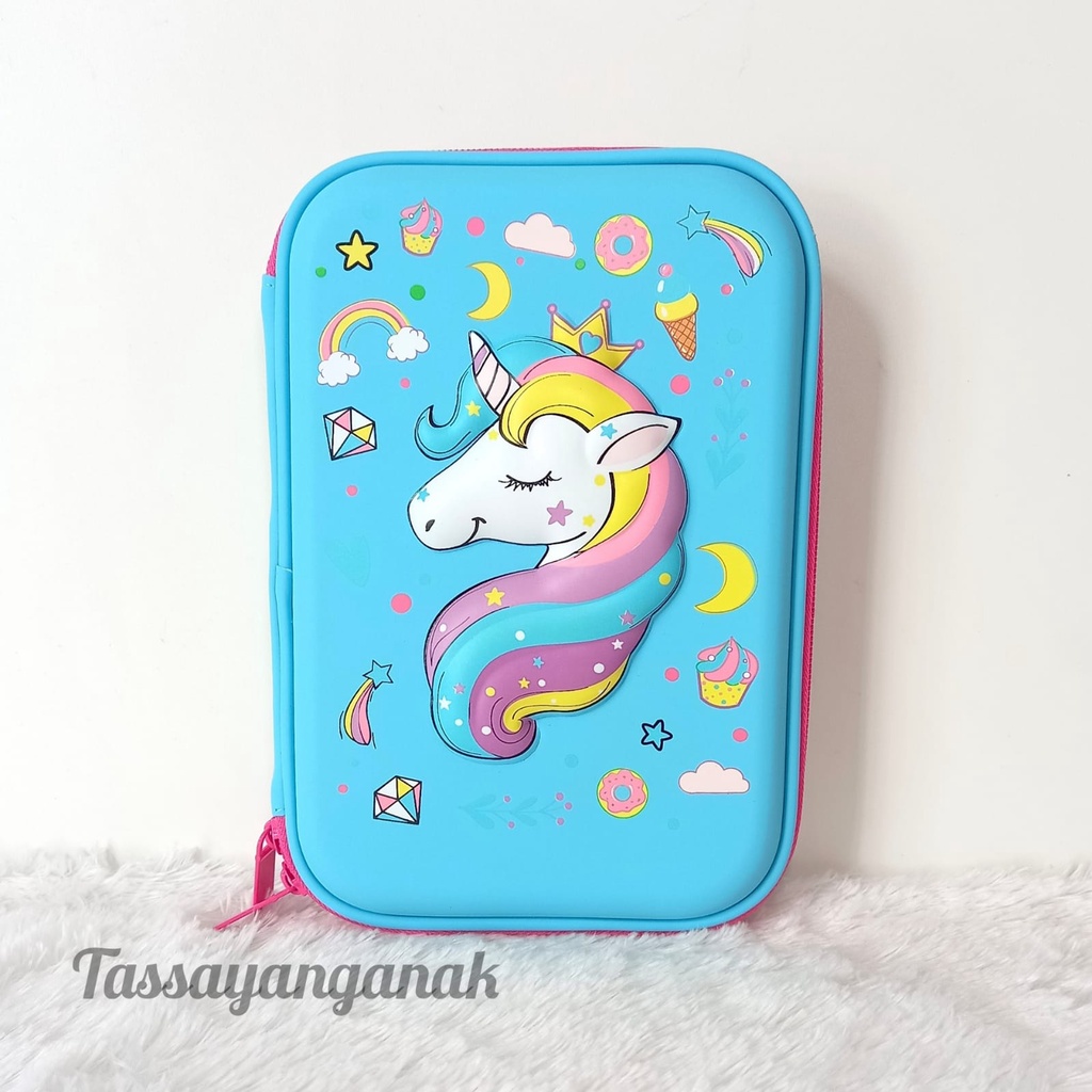 Kotak Pensil 3D unicorn anak perempuan tempat pensil unicorn kado anak import berkualitas