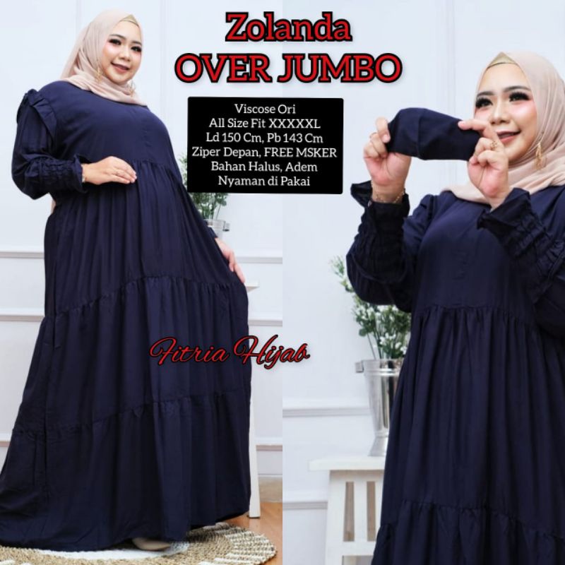 LD 150 | LD 140 | LD 120 Baju Gamis Polos Rayon Viscose ZOLANDA OVER JUMBO