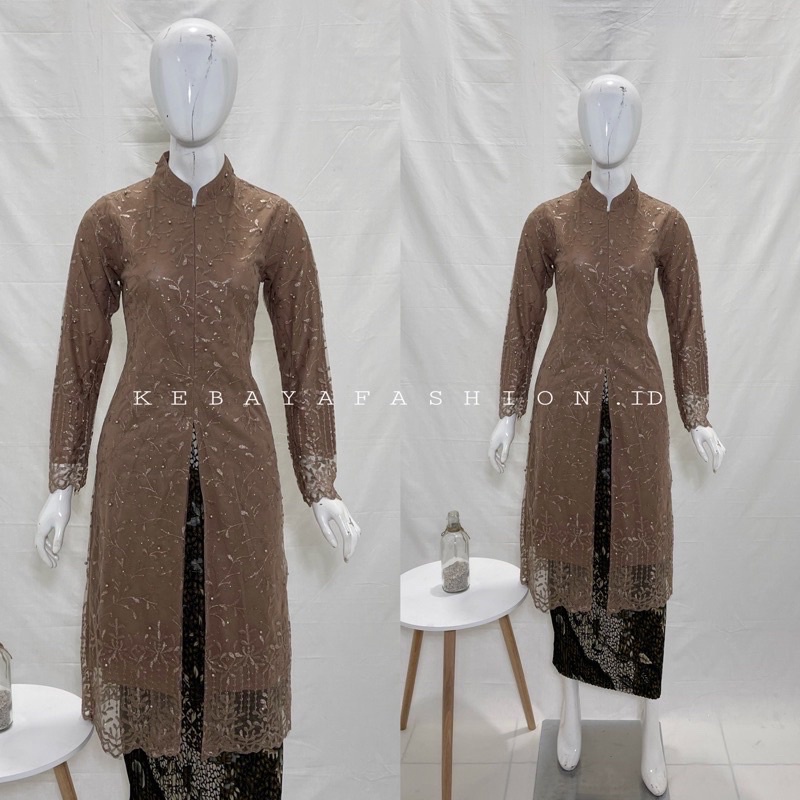 Kebaya Tunik Kerah Sanghai Kombinasi Payet / Kebaya Tunik tile  / Kebaya Modern / kebaya Pesta / Kebaya Ibu Besan