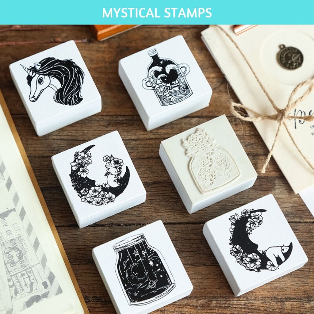 

STEMPEL CANTIK MYSTICAL STAMP KAYU PLANNER BULLET JOURNAL DIARY