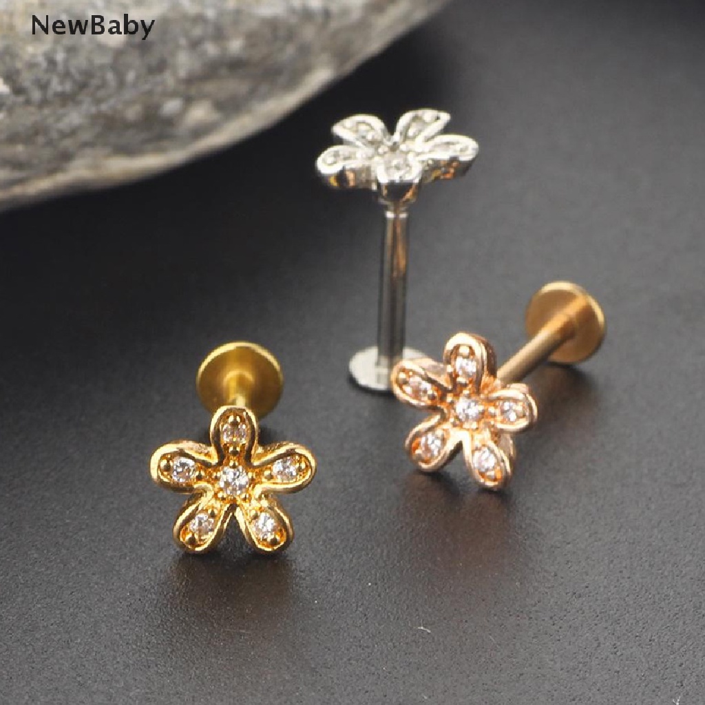 Anting Tusuk Bentuk Bunga Bahan Stainless Steel Untuk Hadiah Bayi
