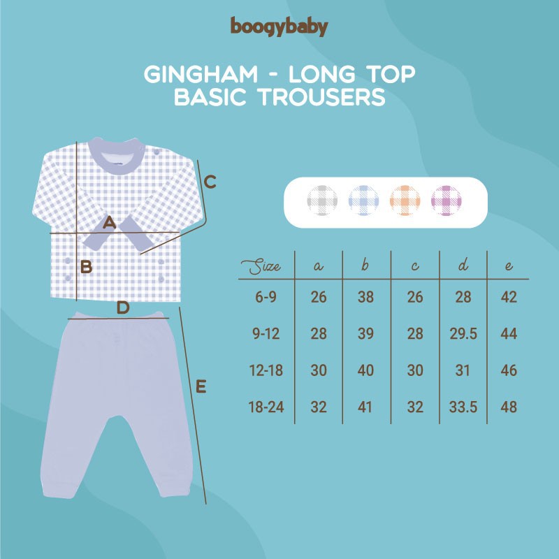 Makassar ! New Boogybaby Gingham Setelan Oblong Panjang ( 2 Pcs )