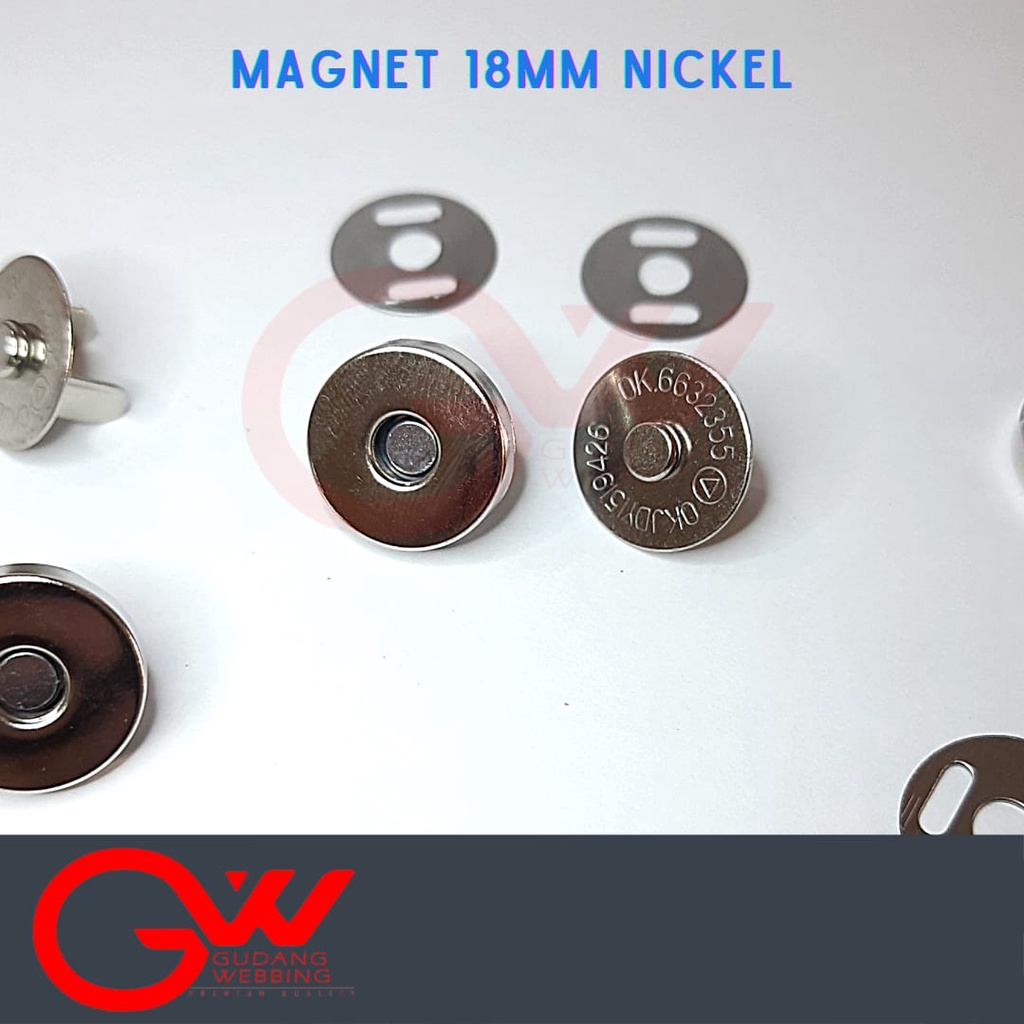 KANCING MAGNET / MAGNET 18MM NICKEL &amp; GOLD