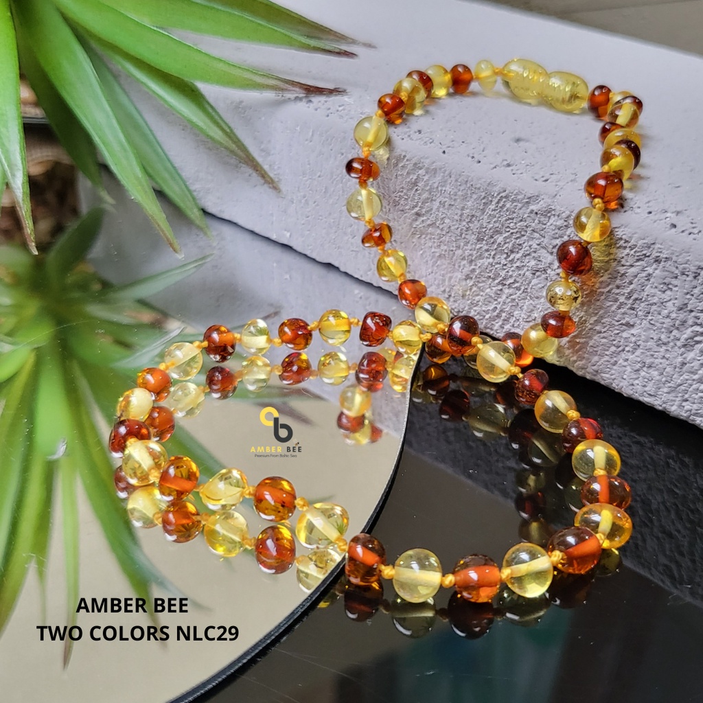 AMBERBEE Set Kalung Gelang Amber Lithuania Bayi &amp; Anak Tumbuh Gigi Premium Glossy Mix2 NGBLC2953