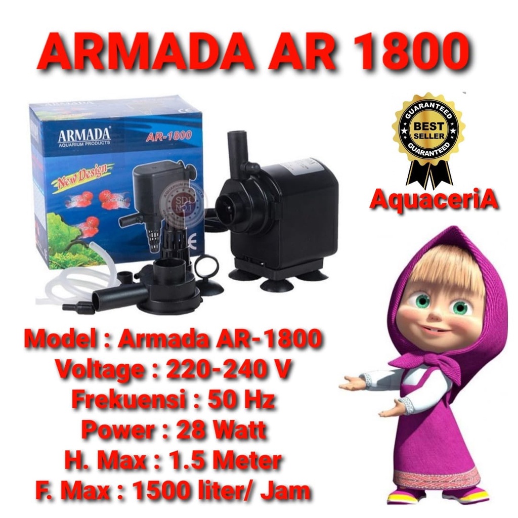 pompa celup air aquarium armada 1800 power head 1800