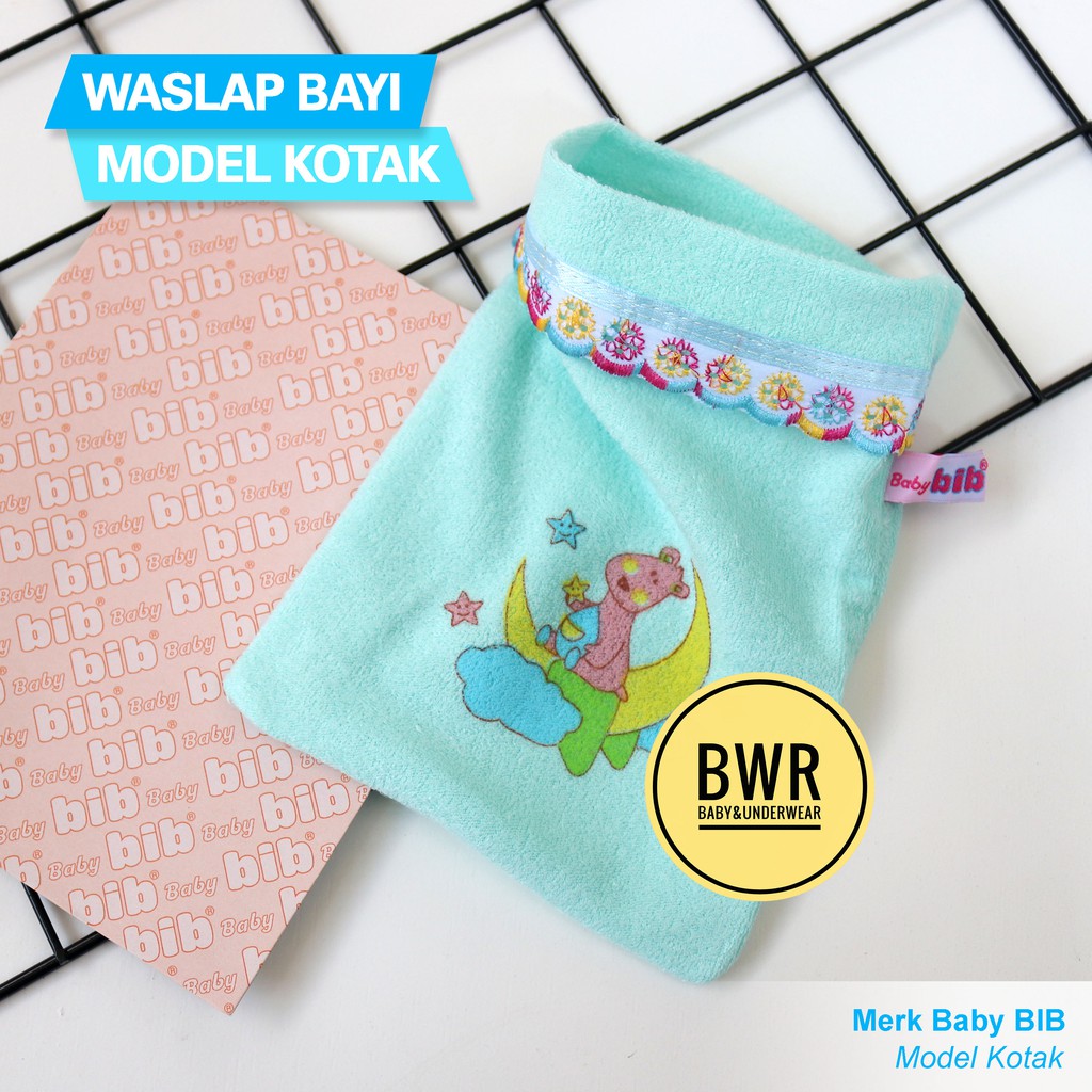 Waslap Bayi Baby BIB Kotak | Waslap Tangan Mandi Bayi Kain Lembut Model KOTAK || Bwr IX