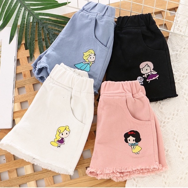 HNK Celana Pendek Princess Elsa Jeans Bordir Celana Anak Perempuan Import | Hotpants Kids