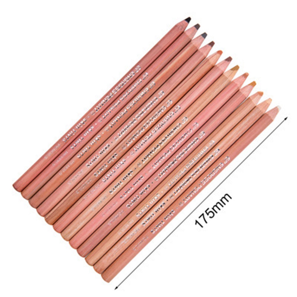 【TK】12pcs/set Skin Tints Pencils Professional Portrait Pencil For Drawing Hand-painted Pastel Pencil School Stationary