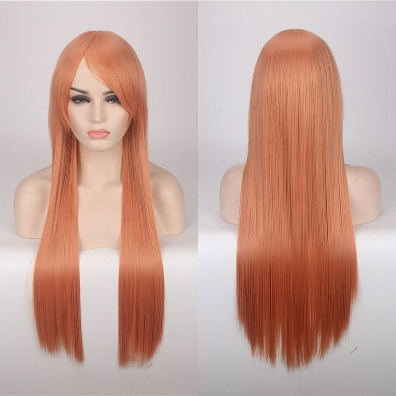 K026-10 wig base lurus 80 cm PEACH wanita cosplay rambut palsu daily