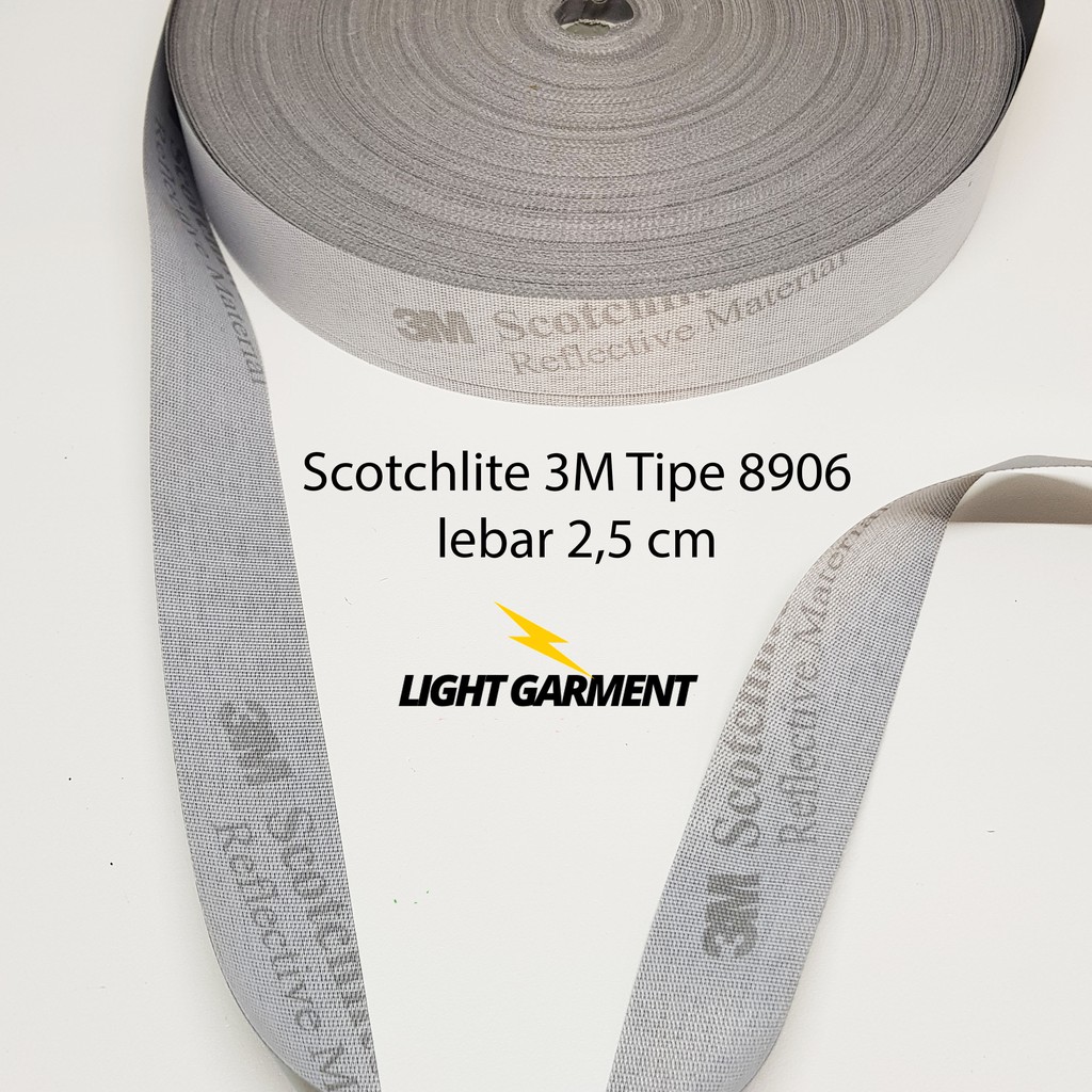 Scotchlite Skotlet Reflektor Kain 3M 2,5 cm Original tipe 8906 Original Meteran / Pita Reflektif Scotlight Pemantul Cahaya baju Safety Wearpack