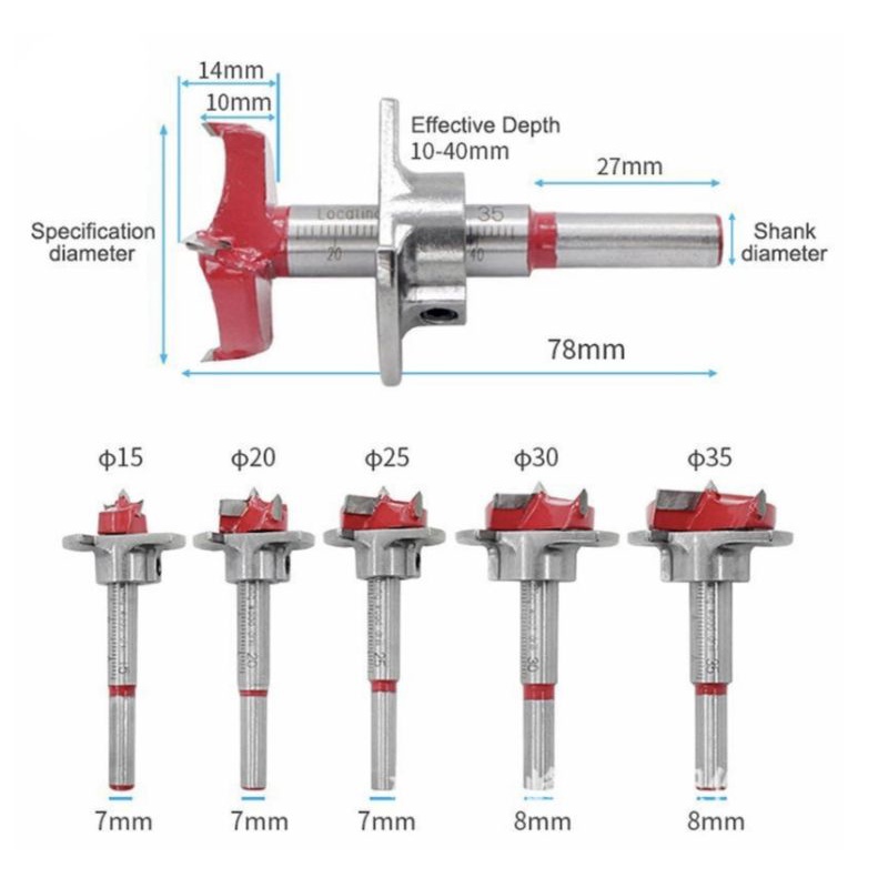 Mata Bor Kayu Engsel Sendok Set Forstner Bit Set Stopper