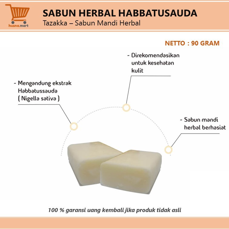 Habbatussauda Ekstrak Sabun Mandi Herbal Batang Mencerahkan Kulit Herbal Tazakka 90 gr Body Wash