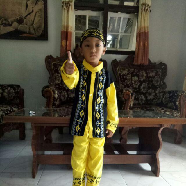 Baju Anak Setelan Muslim Motif Batik Kotak