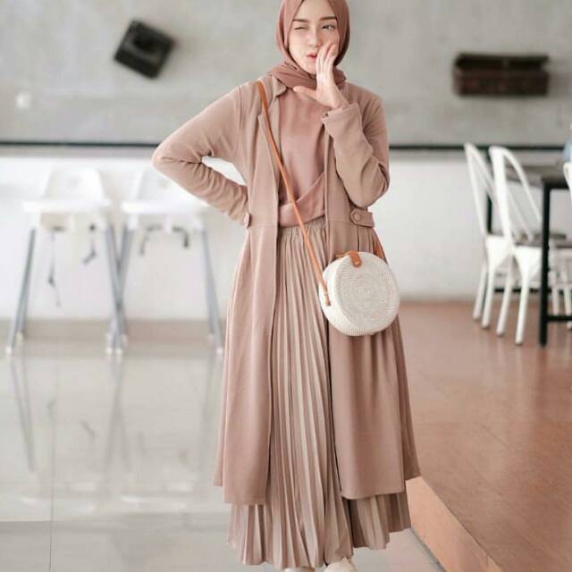 [ PROMO FREE INNER ] KOREAN  LONG  BLAZER  LYLAC  SET ROK  PREMIUM.  TERKEREN  TERBAIK  DIJAMIN JATUH CINTA