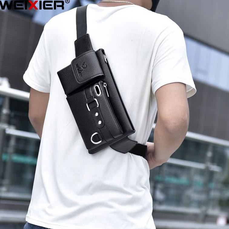 [KODE 3435] WEIXIER 8117 Tas Selempang Pria Kulit Anti Air