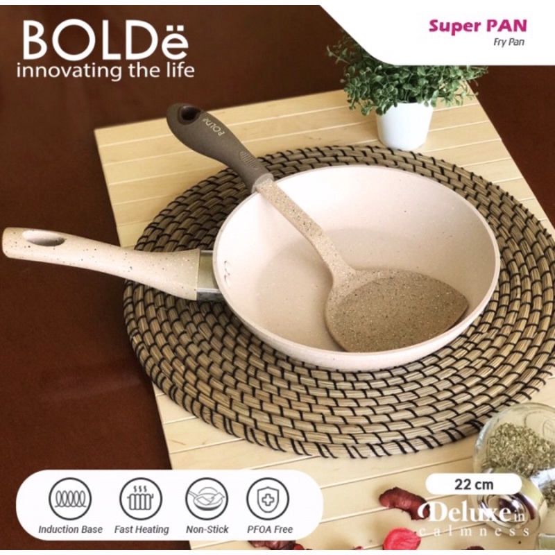 Bolde Granite Blackpink Beige Frypan 22 cm | Fry Pan Anti Lengket Penggorengan 22cm Granit