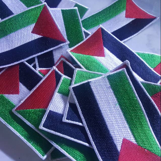 emblem patch bordir bendera palestina 8 x 5 cm