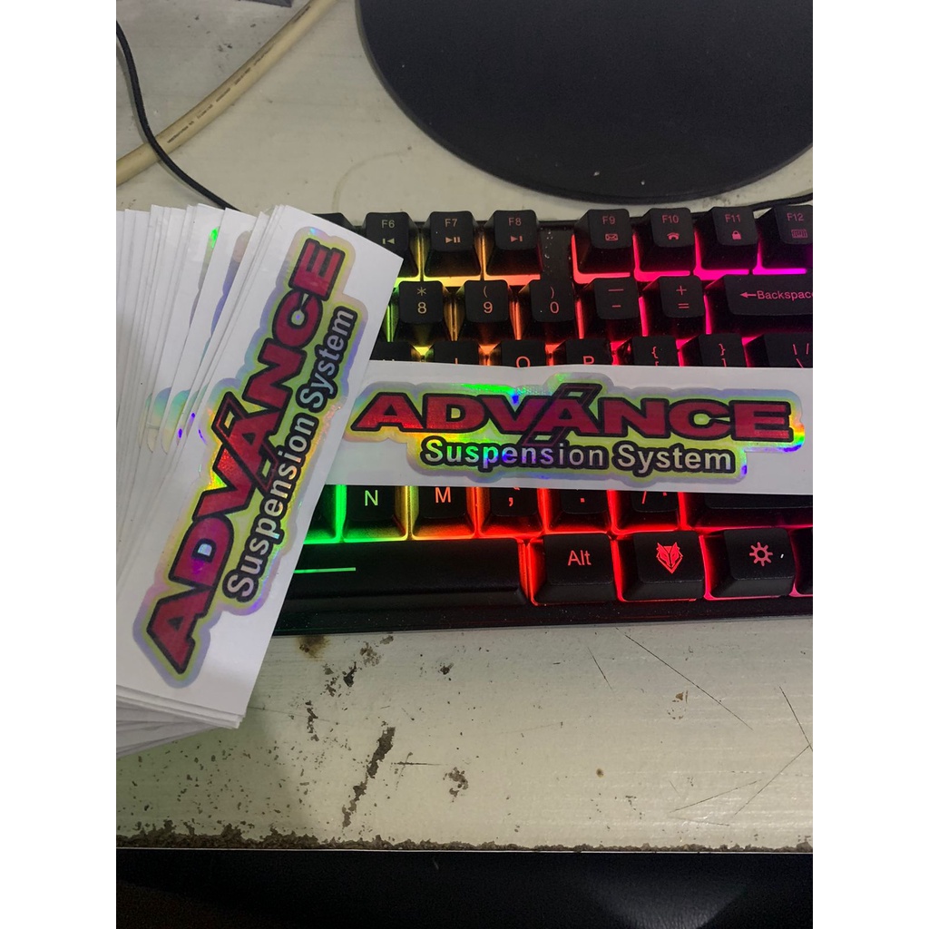 stiker advance suspension system hologram princut cutting UV