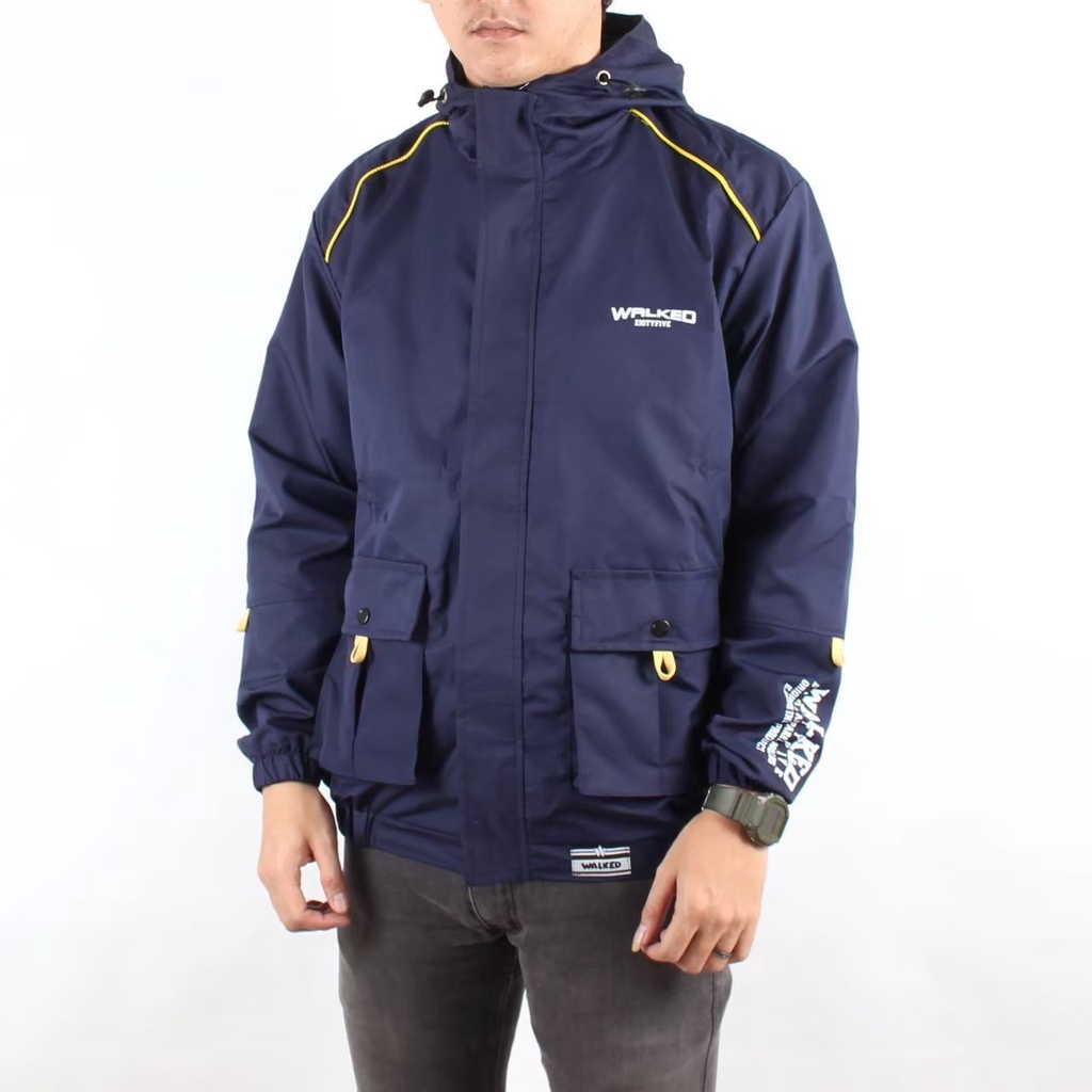 Jaket Outdoor Waterfroop Pria Taslan Hoodie Size M,L,XL