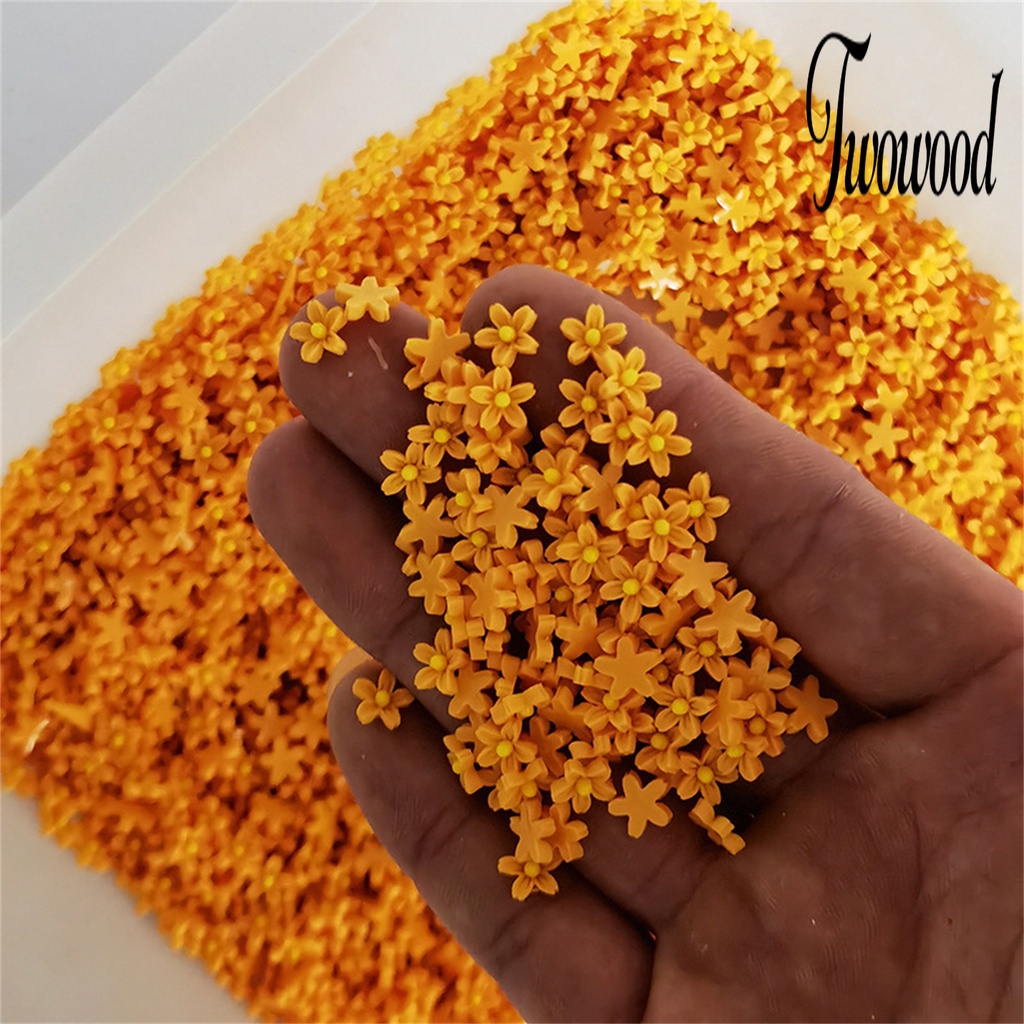 100pcs / Pak Bunga Kecil Warna Kuning Matte Untuk Dekorasi Manicure Wanita