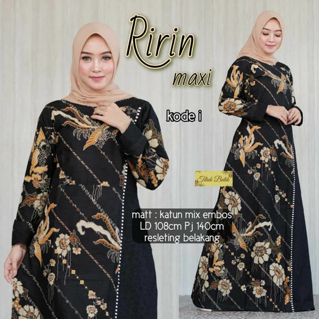 Jual gamis batik termurah online promo grosir seragam jumbo ririn maxi hitam