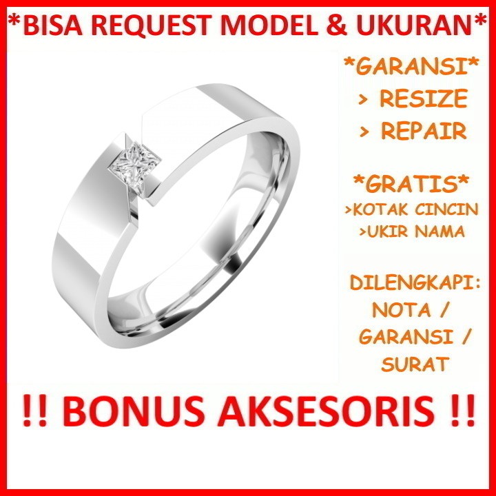 Garansi Paladium Asli Bisa Pesan Model Gratis Ukir Nama Cincin Kawin Palladium Pria Poladium ID390