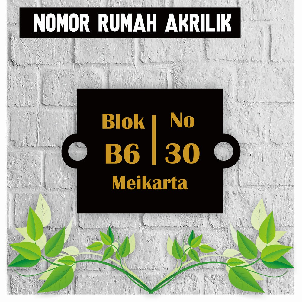 

PAPAN NOMOR ALAMAT RUMAH AKRILIK | NOMOR RUMAH ACRYLIC UKURAN 18x13cm AKRILIK SOLID HN25