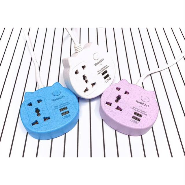 Stop Kontak USB Kabel Serba guna Original Power Socket 3 Colokan 211