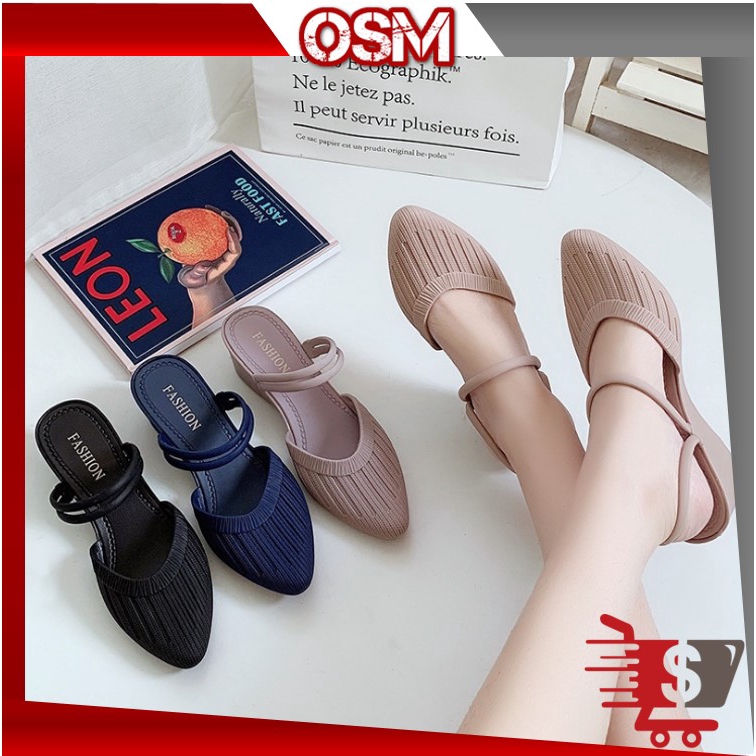 OSM S569 Sandal  Flat Shoes Wanita  Bahan Jelly Sol 