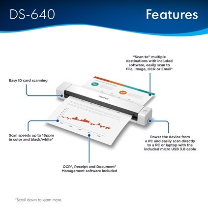 Brother Scanner Portable DS-640 Compact Mobile Document DS640