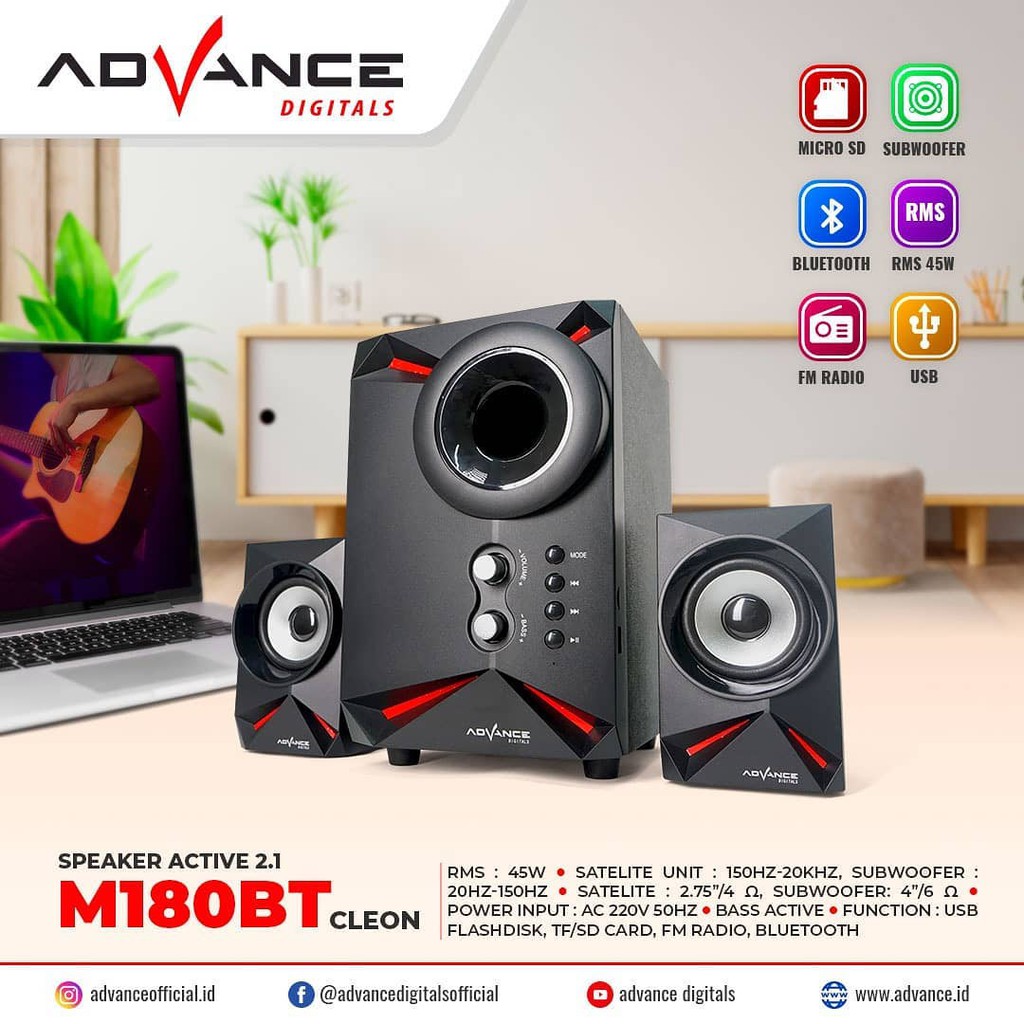 Advance Speaker aktif M180BT Cleon bluetooth speaker multimedia