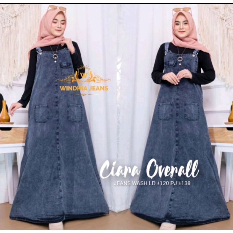 ciara overal rok jeans jean jins denim wanita jumbo bigsize