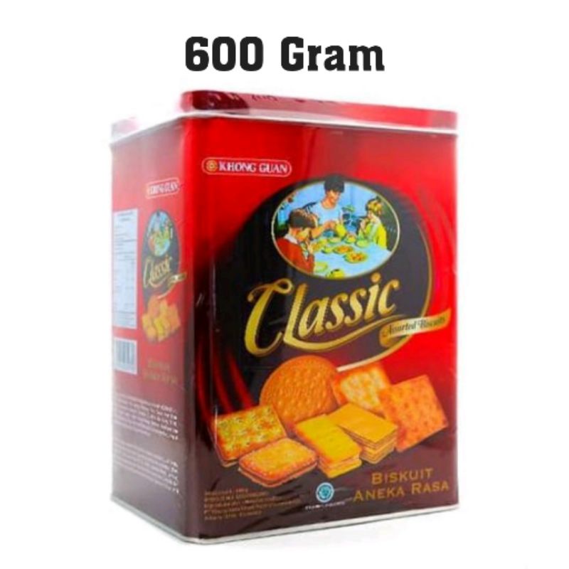 KHONG GUAN CLASSIC ASSORTED BISCUITS 600 GRAM KALENG SEGI BESAR