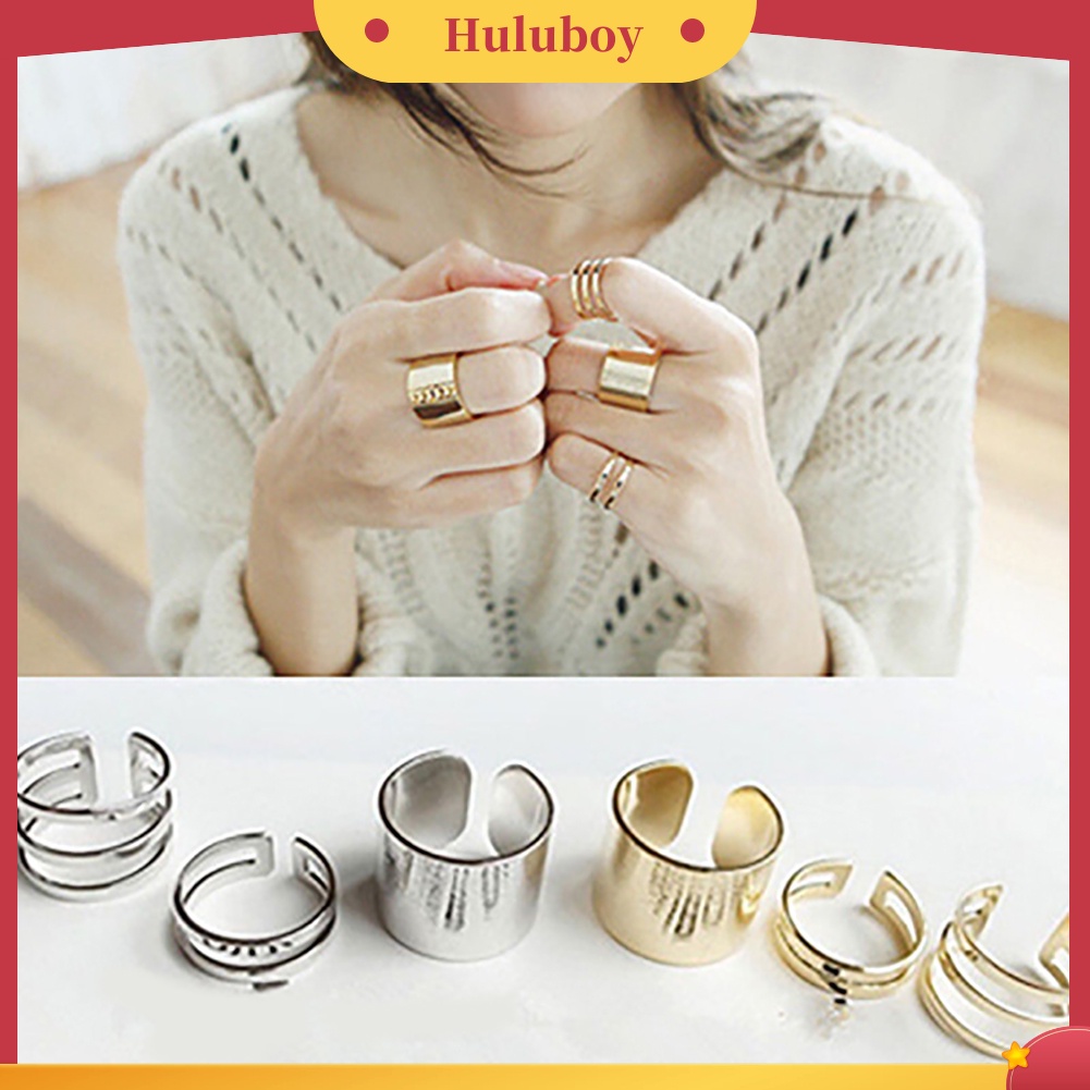 Hu Hu Hu Hu Hu Alat Bantu Pasang Kacamata♡ 3pcs / Set Cincin Knuckle Midi Model Terbuka Untuk Hadiah Natal Charms