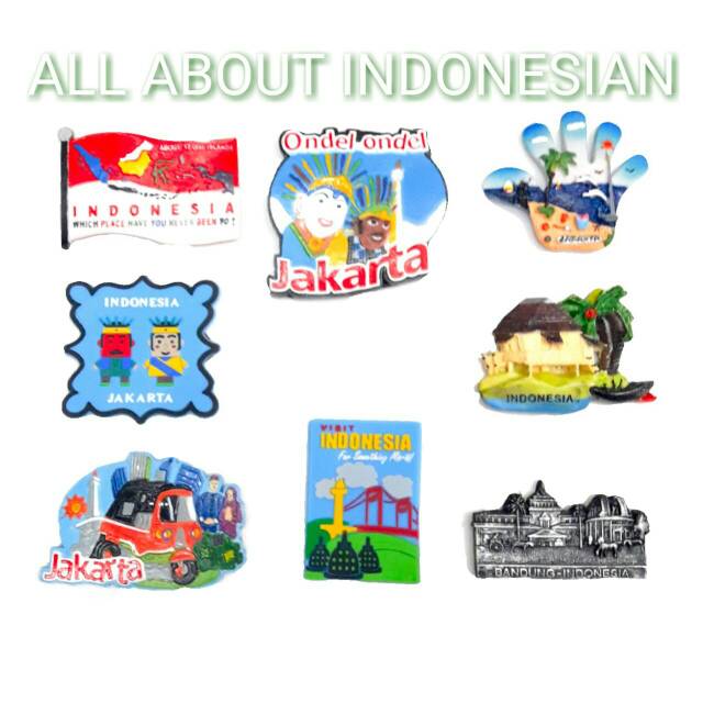 SOUVENIR MAGNET KULKAS JAKARTA BALI BANDUNG INDONESIA
