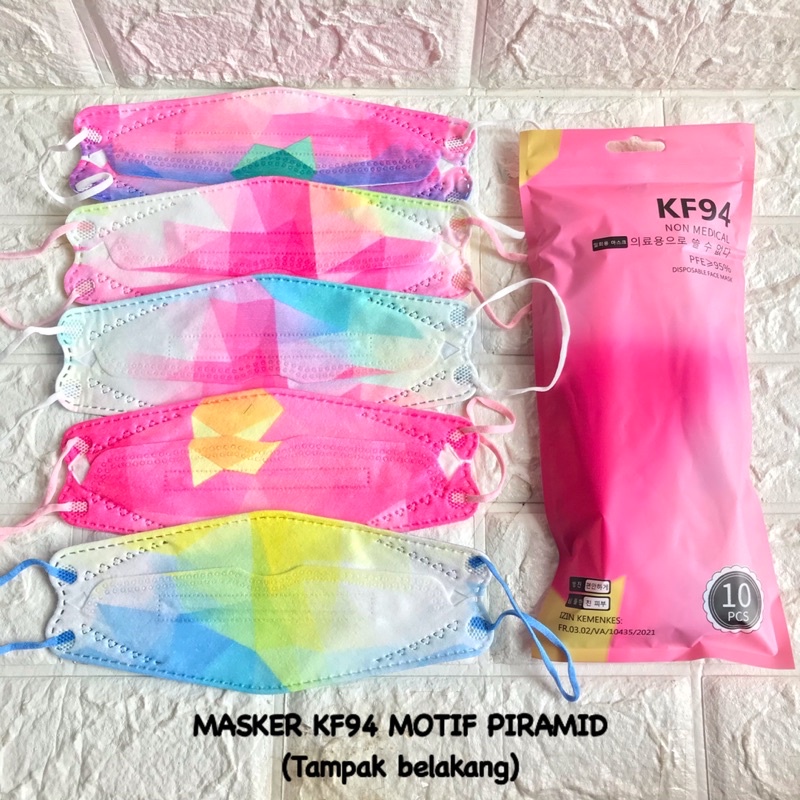 MASKER KF94 4MACAM MOTIF PIRAMID , NATAL , MARBLE 1PACK ISI 10PCS TERMURAH