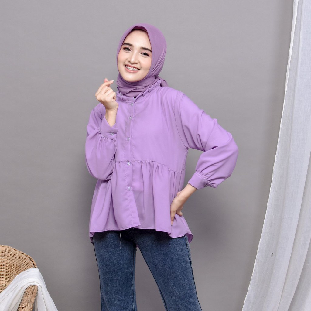 Elisa Blouse - Kemeja Blus Rempel Wolfis Polos