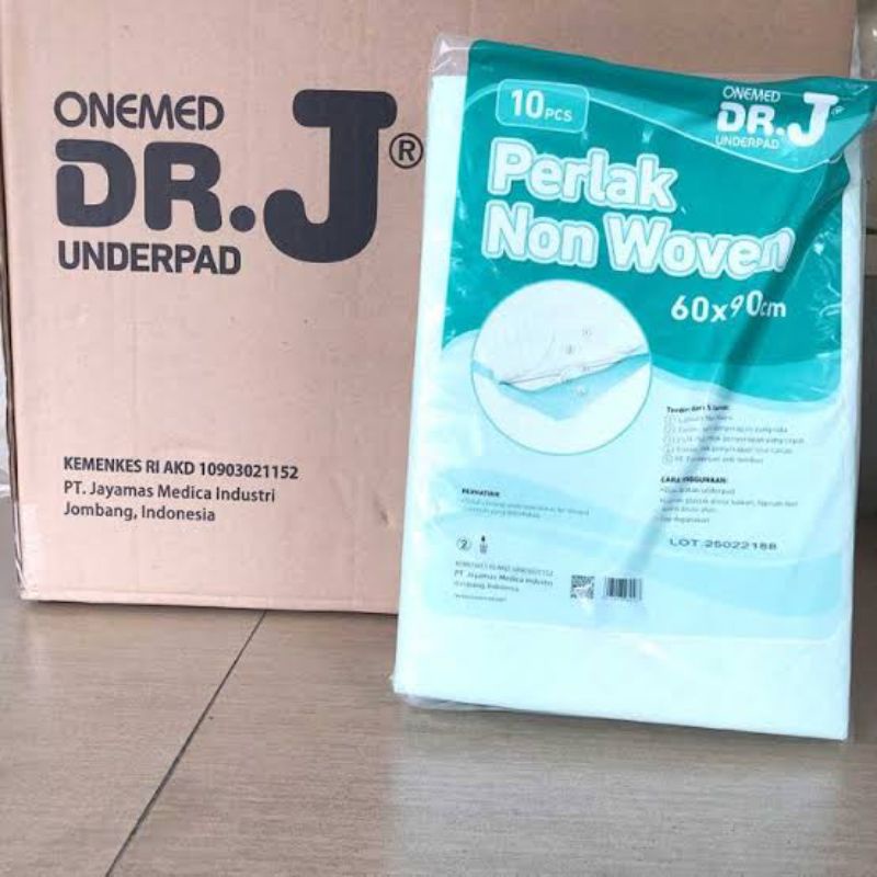 DRJ Underpad Perlak DR.J DR J size 60x90 khusus karton isi 10 pack (100 lembar)