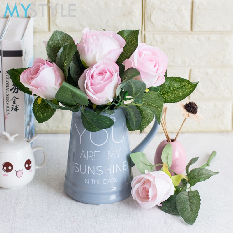 MYSTYLE BUNGA PLASTIK ROSE 287 BUNGA MAWAR SATUAN HIAS PLASTIC ARTIFICIAL BUNGA ARTIFISIAL MURAH-4