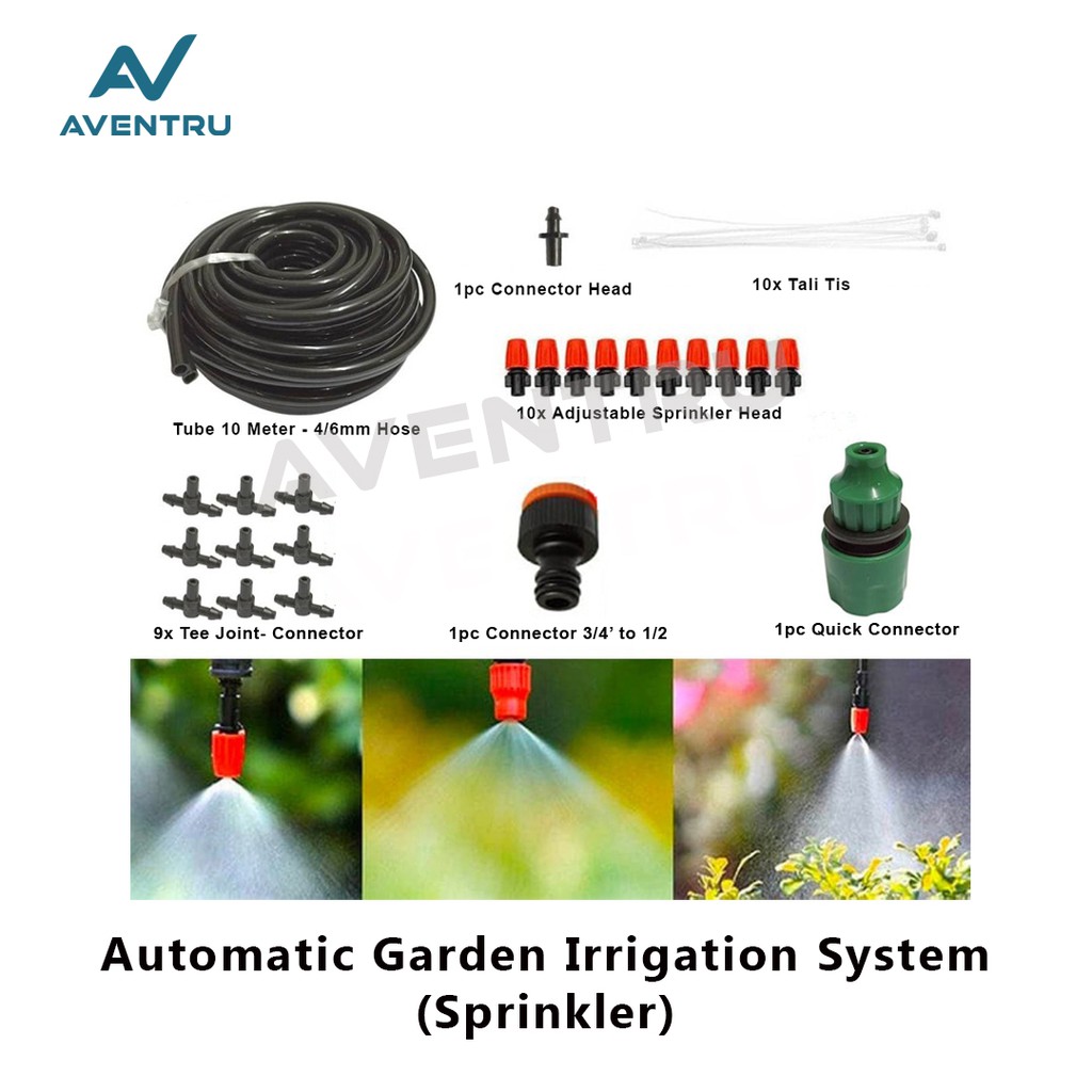 Automatic Garden Irrigation System / Alat Siram Sprinkler Set Otomatis