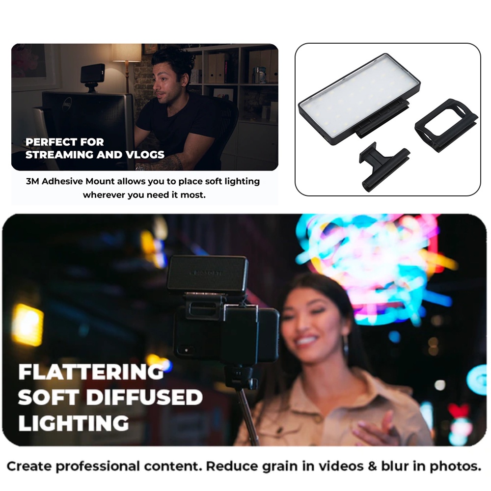 ღ Baru Video Light Portable Mini Led Mengisi Lampu Built-In Baterai Kamera Foto Studio Live Siaran Live Mobile telepon Selfie Malam Lampu