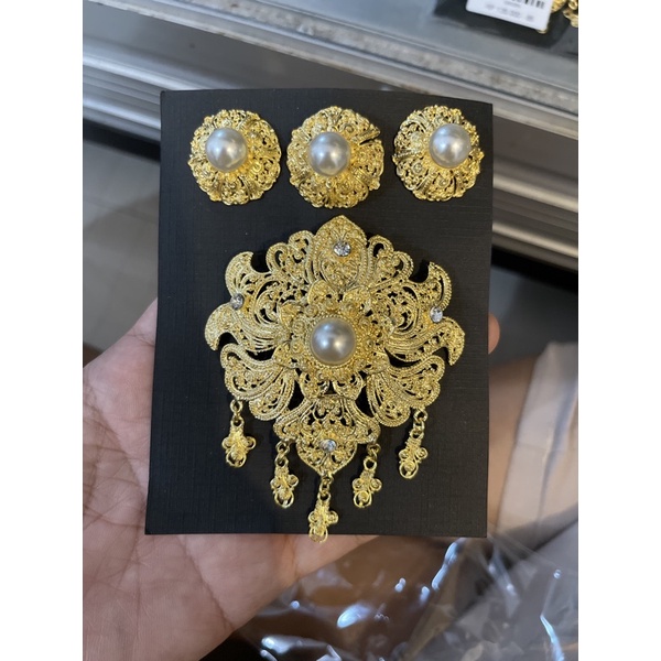 Set Bros Alpaka Bali Bunga Gempuk (Giwang Tusuk Biasa)